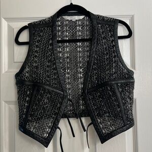 Thrifted Leather Woven Vest
